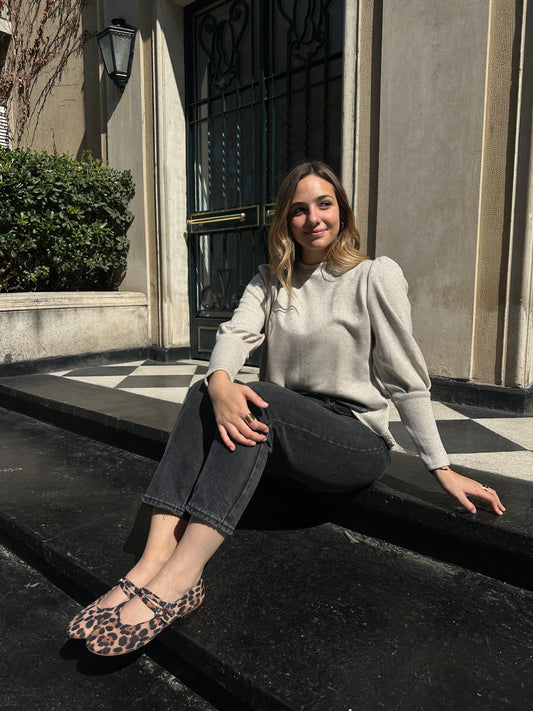 SWEATER POLA BEIGE BRILLO