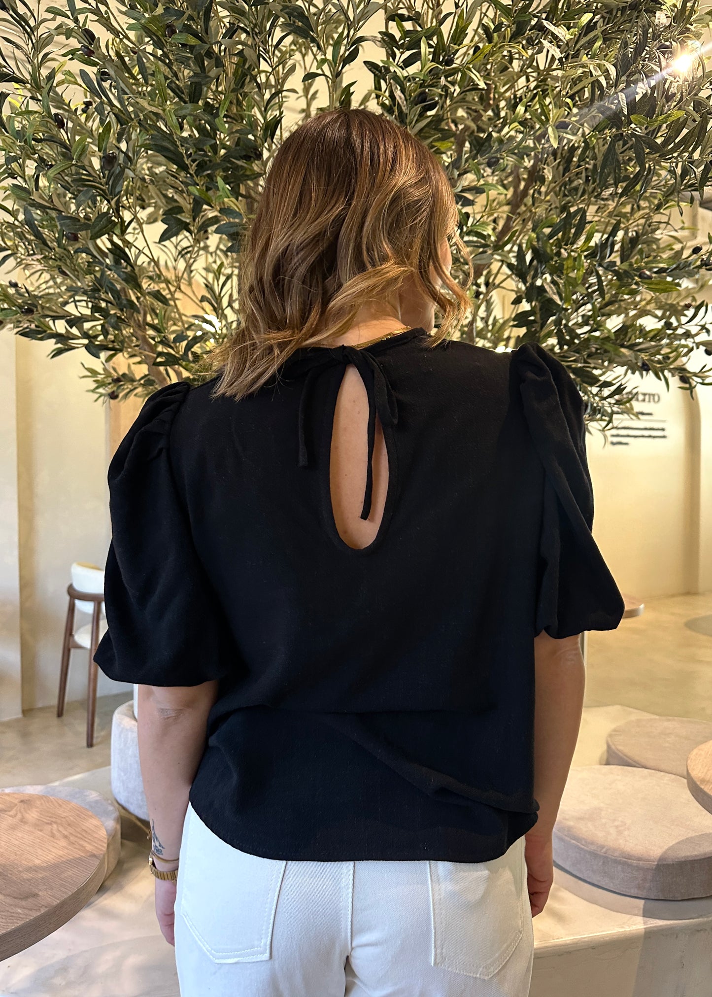 BLUSA FIORELLA LINO NEGRA