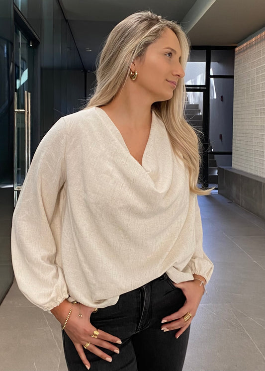 BLUSA BRUNA BEIGE LINO