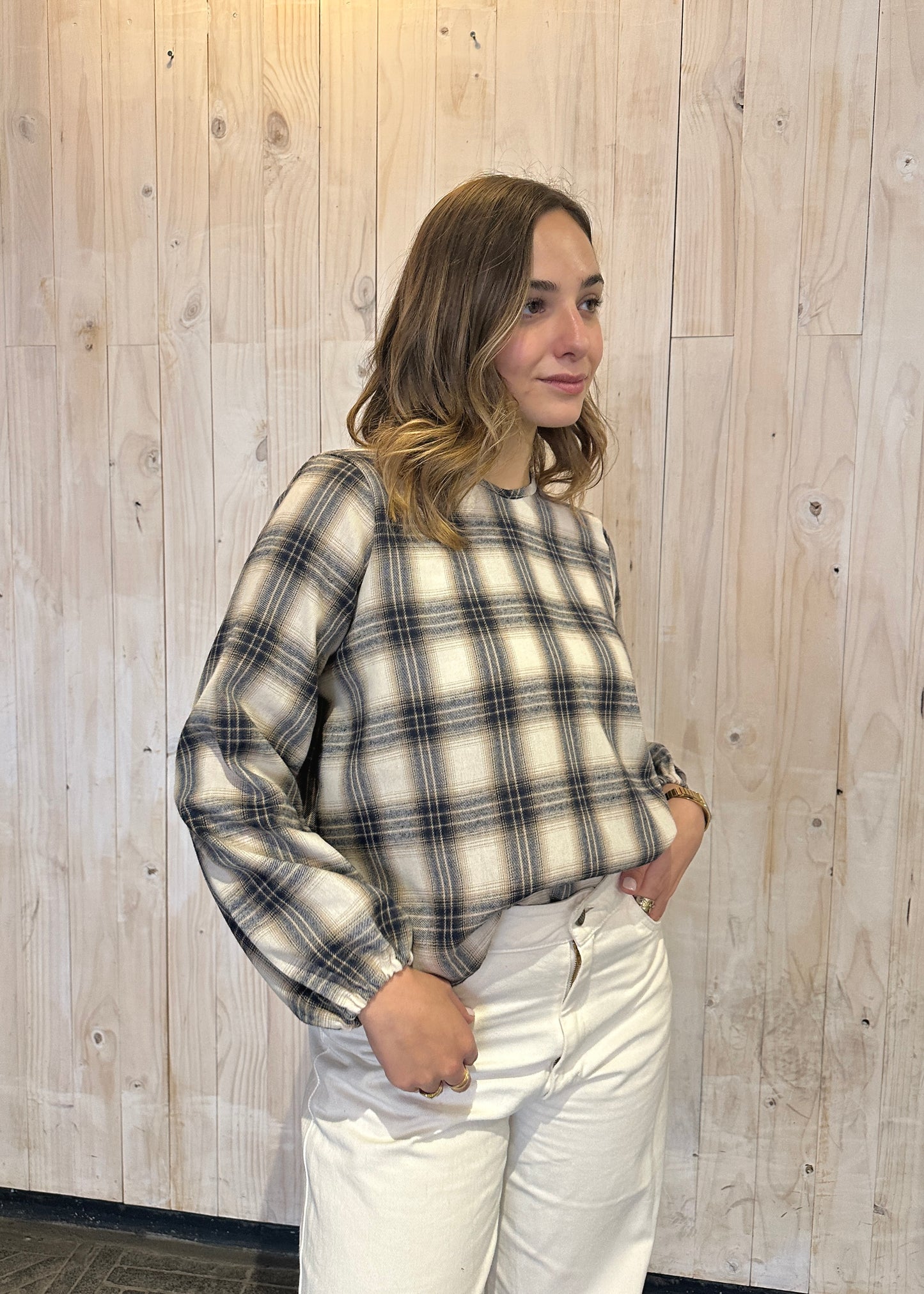 BLUSA RUFA CUADRILLE BEIGE