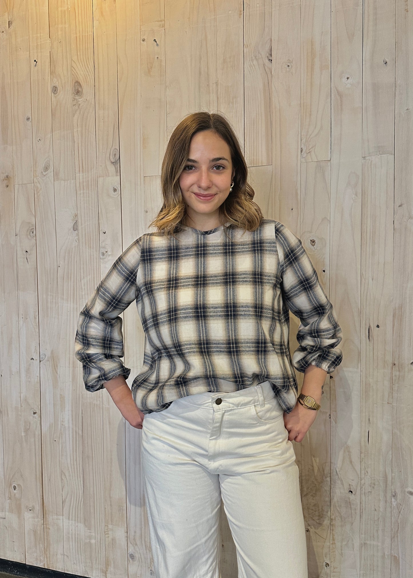 BLUSA RUFA CUADRILLE BEIGE