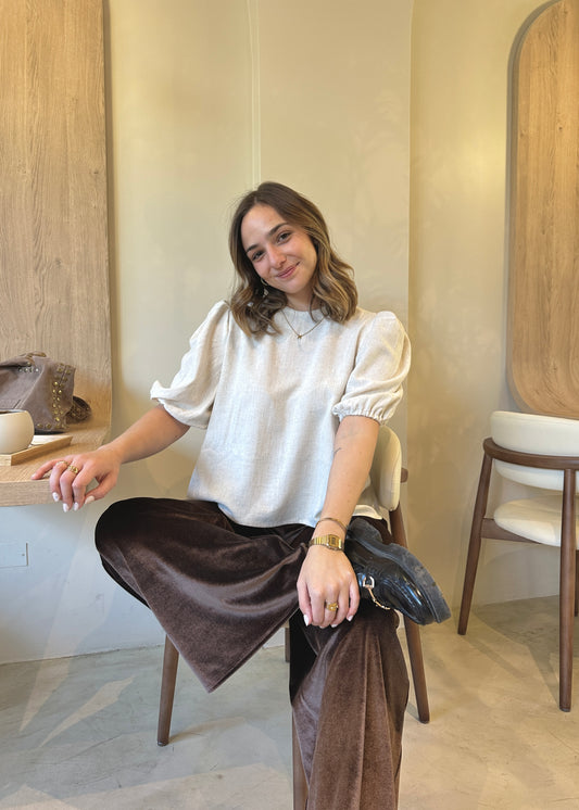 BLUSA FIORELLA LINO BEIGE